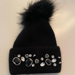 ADRIENNE LANDAU BEANIE - GRAMERCY KNIT BEANIE - Jet Black - One Size - Tags On!